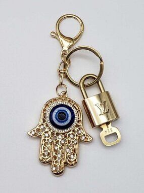 Louis Vuitton Gold Lock 🔒 Authentic LV Key + Unbranded Evil Eye Bag Charm